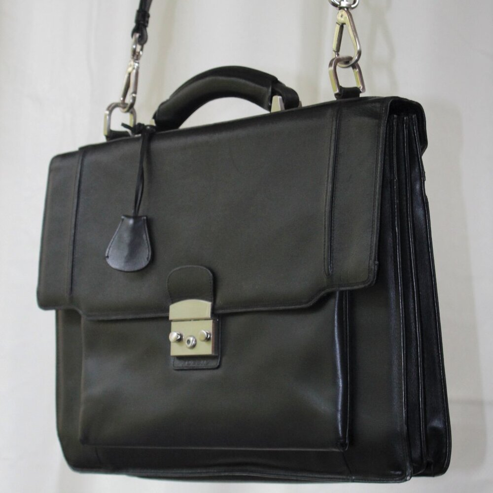 Fossil Unisex Leather Briefcase / Laptop Bag black
